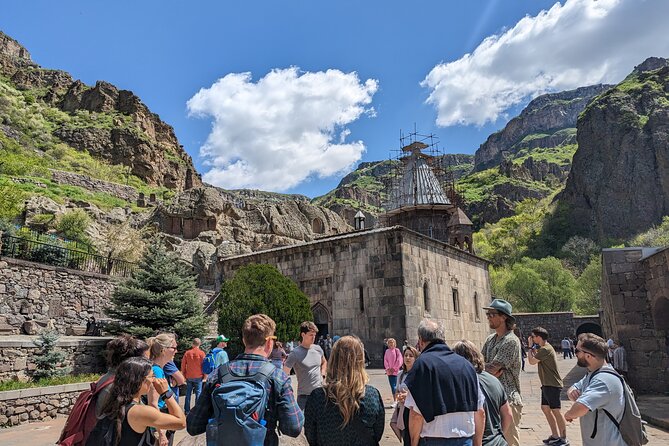9 Hours Armenian Tour Garni Geghard Noratus Sevan Lake - Geghard Monastery, carved caves, carvings, and the spear story