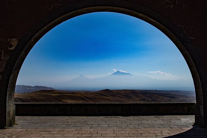 UNESCO Sights: Geghard Monastery, Garni Temple, Stones Symphony - Charents Arch near Voghjaberd: the Mount Ararat photo frame