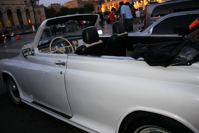 Yerevan city tour with drinks in a classic car with photography - Victory Park and Mother Armenia, plus the open-air weapons museum
